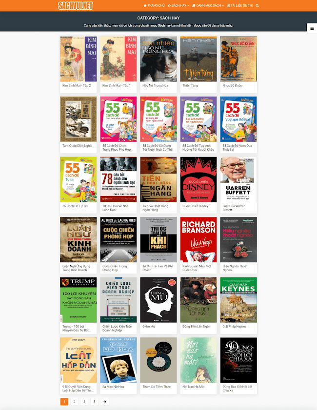 Giao diện web chia sẻ sách - Sách Vui